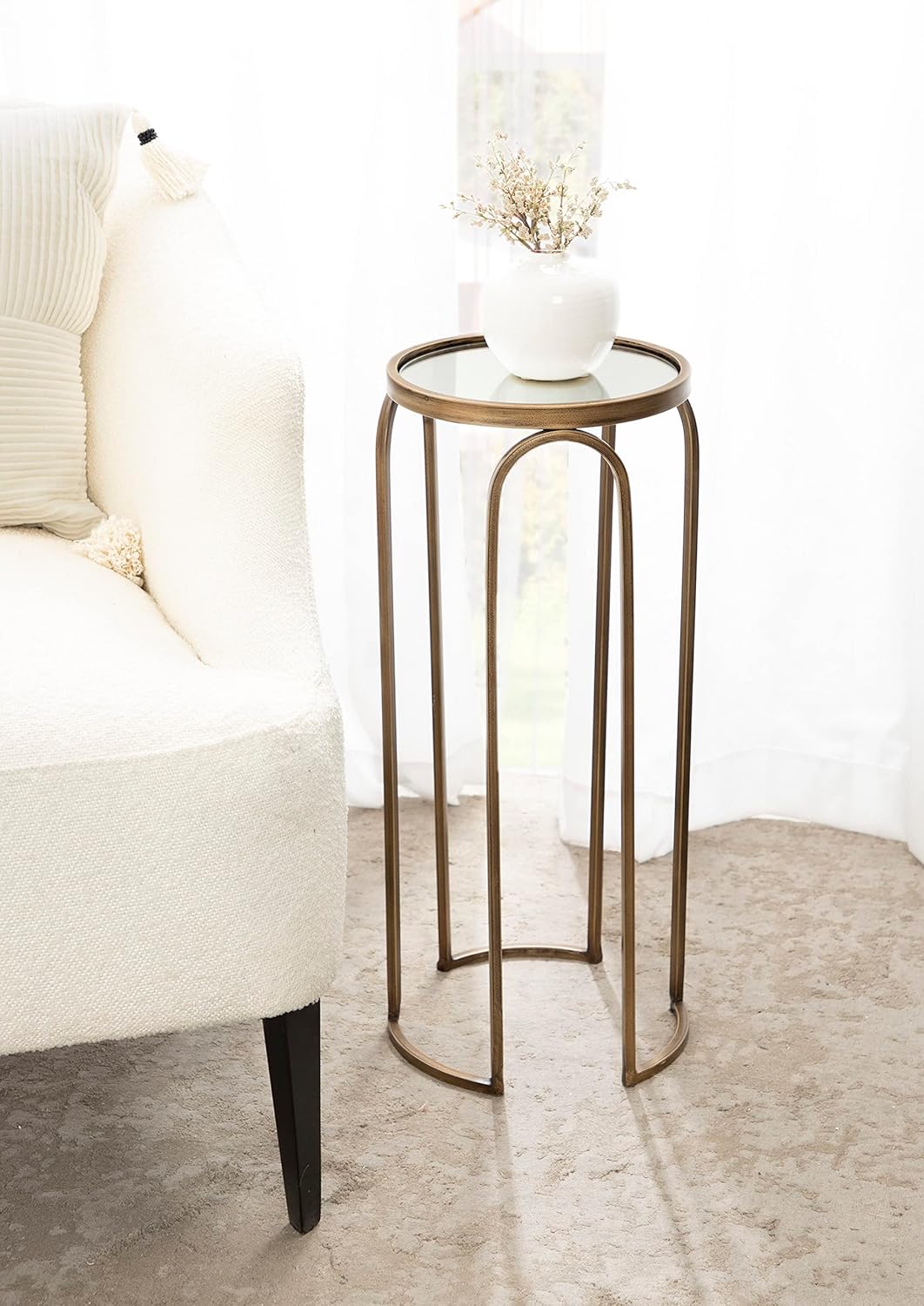 Kate and Laurel Pomeroy Traditional Vintage Glam Metal Drink Table for Display and Home Dcor 11x11x24 GoldGold