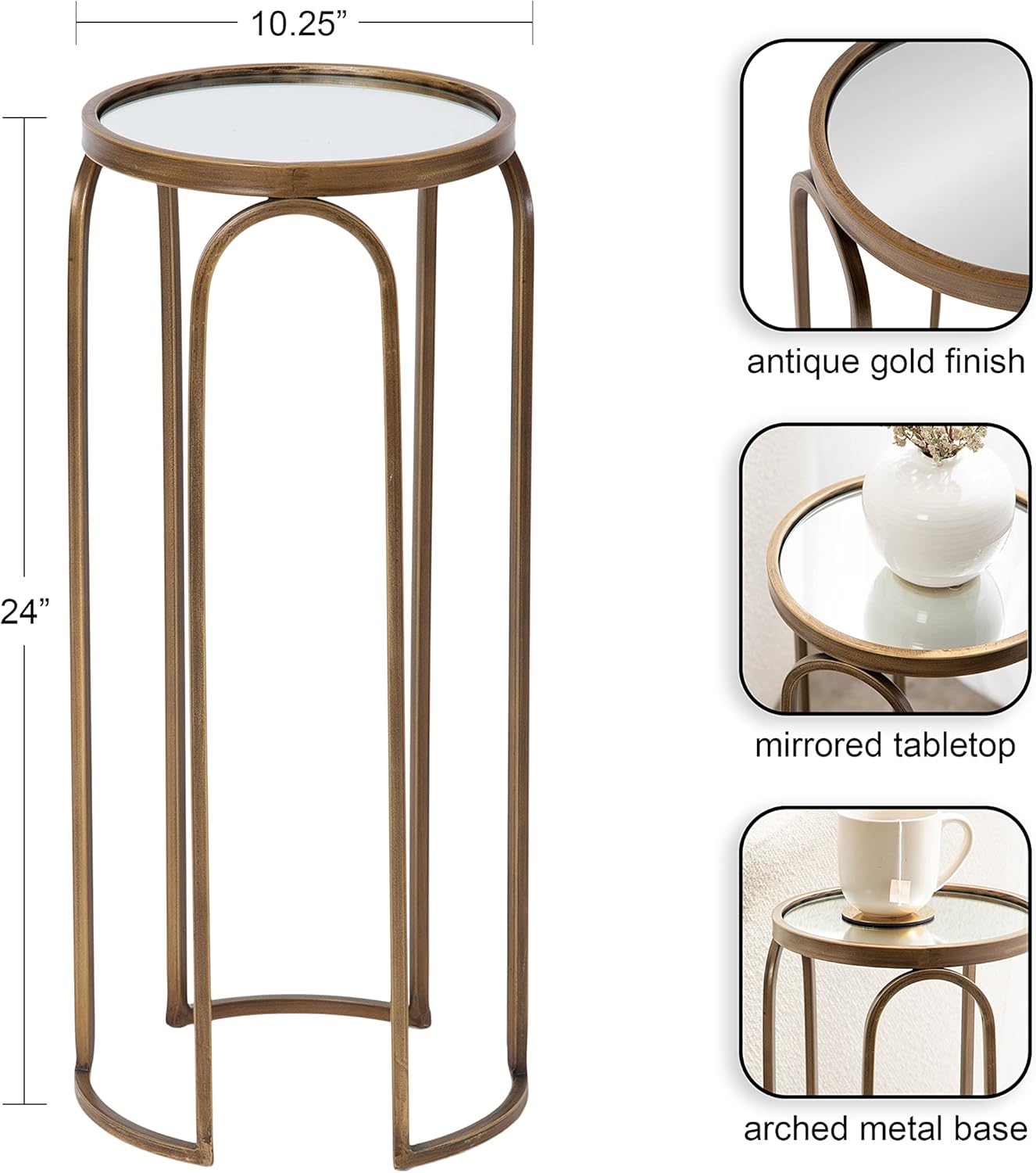 Kate and Laurel Pomeroy Traditional Vintage Glam Metal Drink Table for Display and Home Dcor 11x11x24 GoldGold