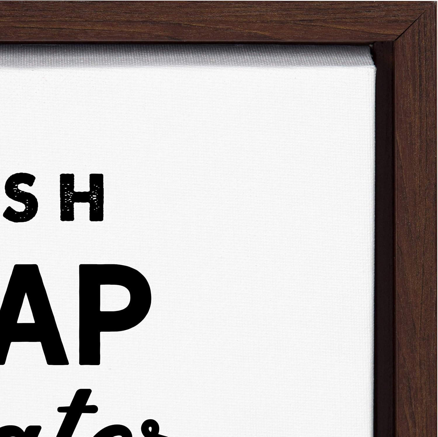 Kate and Laurel Sylvie Fresh Soap White Framed Canvas Wall Art by Maggie Price of Hunt and Gather Goods 18x24 Walnut Brown Decorative Vintage MidCentury Art for WallBrown
