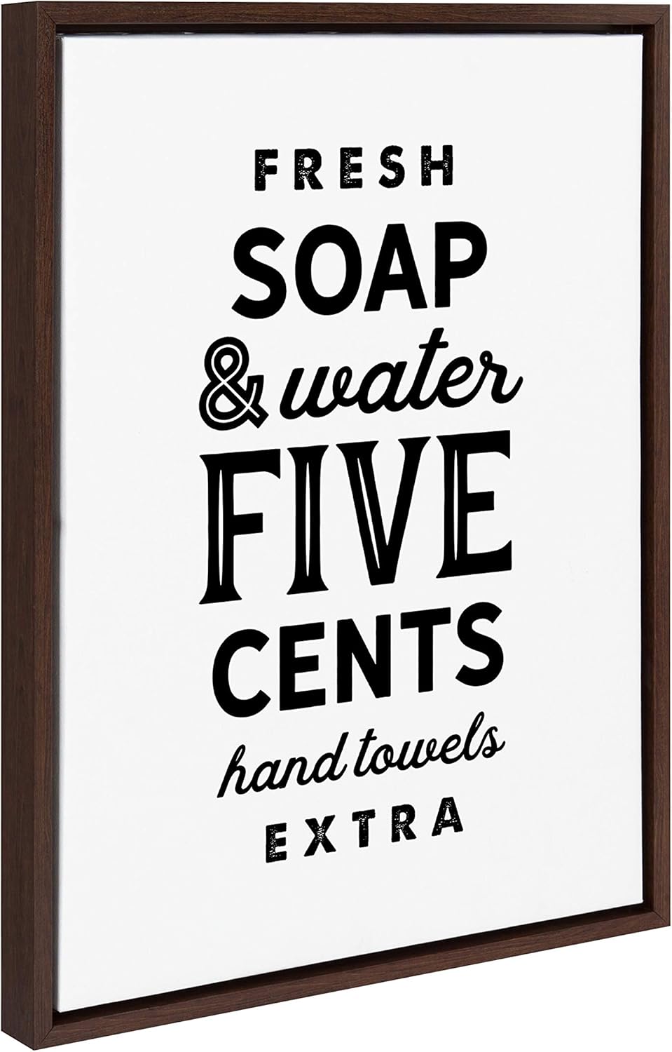 Kate and Laurel Sylvie Fresh Soap White Framed Canvas Wall Art by Maggie Price of Hunt and Gather Goods 18x24 Walnut Brown Decorative Vintage MidCentury Art for WallBrown