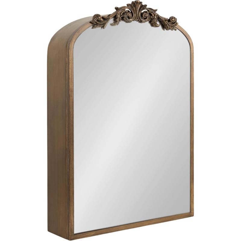 Kate and Laurel Arendahl Vintage Mirrored Arch Cabinet for Use as Bathroom Storage or Bedroom Jewelry Station 20x6x30 Gold