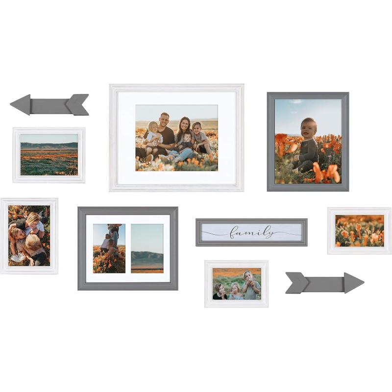 Kate and Laurel Bordeaux Expressions Wall Decor Collection Rustic Gray and White Assorted Size Frames and Decorative Wall AccentsWhite