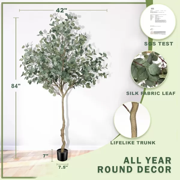 6ft Artificial Eucalyptus Tree in Plastic Nursery Pot Tall Faux Eucalyptus Stems Fake Plants with 846 Silver Dollar Leaves Artificial Trees for Office House Living Room Home Decor Indoor7ft