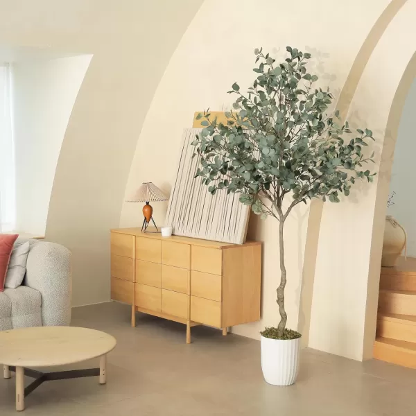 6ft Artificial Eucalyptus Tree in Plastic Nursery Pot Tall Faux Eucalyptus Stems Fake Plants with 846 Silver Dollar Leaves Artificial Trees for Office House Living Room Home Decor Indoor7ft