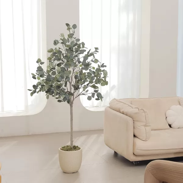 6ft Artificial Eucalyptus Tree in Plastic Nursery Pot Tall Faux Eucalyptus Stems Fake Plants with 846 Silver Dollar Leaves Artificial Trees for Office House Living Room Home Decor Indoor5ft
