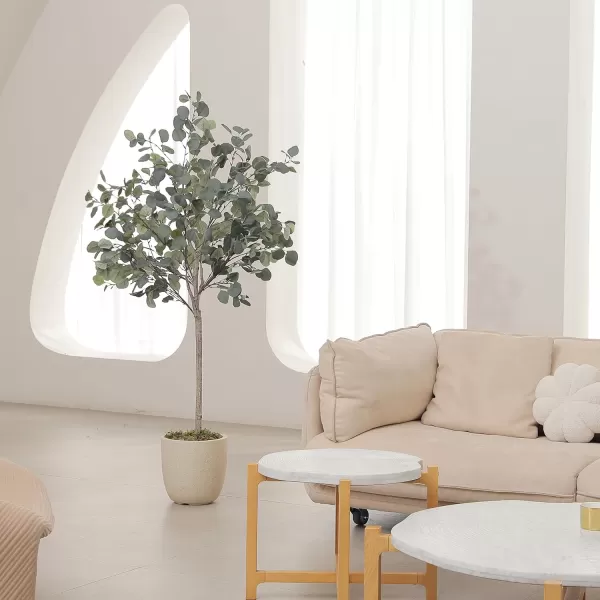 6ft Artificial Eucalyptus Tree in Plastic Nursery Pot Tall Faux Eucalyptus Stems Fake Plants with 846 Silver Dollar Leaves Artificial Trees for Office House Living Room Home Decor Indoor5ft