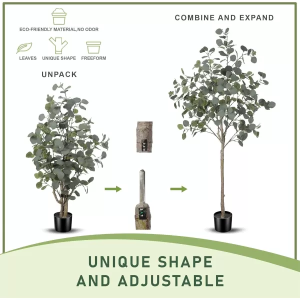 6ft Artificial Eucalyptus Tree in Plastic Nursery Pot Tall Faux Eucalyptus Stems Fake Plants with 846 Silver Dollar Leaves Artificial Trees for Office House Living Room Home Decor Indoor5ft