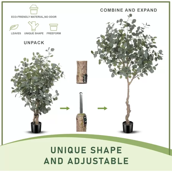 6ft Artificial Eucalyptus Tree in Plastic Nursery Pot Tall Faux Eucalyptus Stems Fake Plants with 846 Silver Dollar Leaves Artificial Trees for Office House Living Room Home Decor Indoor6ft