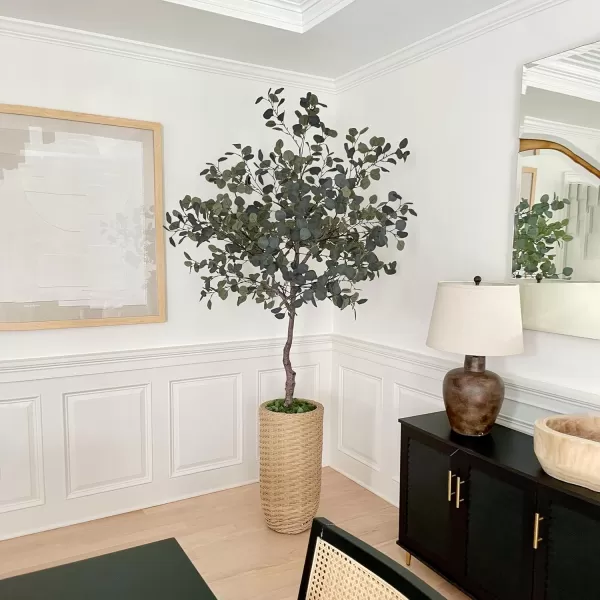 6ft Artificial Eucalyptus Tree in Plastic Nursery Pot Tall Faux Eucalyptus Stems Fake Plants with 846 Silver Dollar Leaves Artificial Trees for Office House Living Room Home Decor Indoor6ft