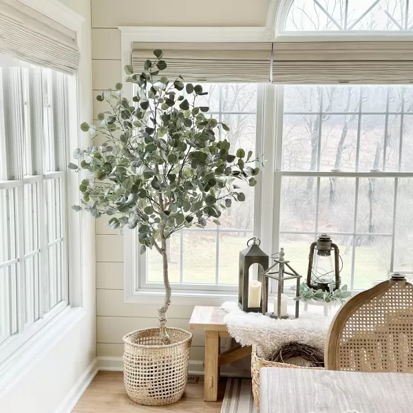 6ft Artificial Eucalyptus Tree in Plastic Nursery Pot Tall Faux Eucalyptus Stems Fake Plants with 846 Silver Dollar Leaves Artificial Trees for Office House Living Room Home Decor Indoor6ft