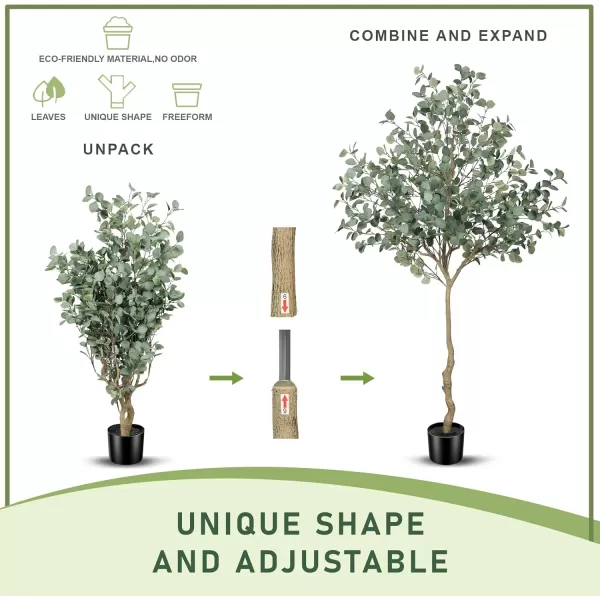 6ft Artificial Eucalyptus Tree in Plastic Nursery Pot Tall Faux Eucalyptus Stems Fake Plants with 846 Silver Dollar Leaves Artificial Trees for Office House Living Room Home Decor Indoor7ft