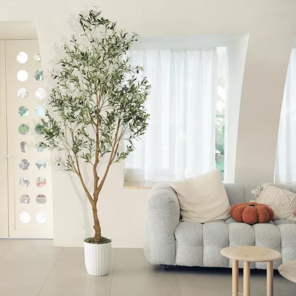 6ft Artificial Olive Tree Tall Fake Potted Olive Silk Tree with Planter Large Faux Olive Branches and Fruits Artificial Tree for Office House Living Room Home Decor8ft