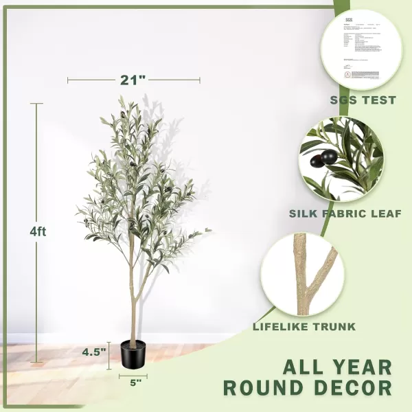 6ft Artificial Olive Tree Tall Fake Potted Olive Silk Tree with Planter Large Faux Olive Branches and Fruits Artificial Tree for Office House Living Room Home Decor4ft