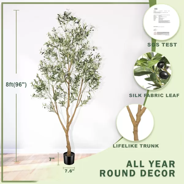6ft Artificial Olive Tree Tall Fake Potted Olive Silk Tree with Planter Large Faux Olive Branches and Fruits Artificial Tree for Office House Living Room Home Decor8ft