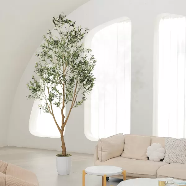 6ft Artificial Olive Tree Tall Fake Potted Olive Silk Tree with Planter Large Faux Olive Branches and Fruits Artificial Tree for Office House Living Room Home Decor8ft