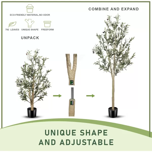 6ft Artificial Olive Tree Tall Fake Potted Olive Silk Tree with Planter Large Faux Olive Branches and Fruits Artificial Tree for Office House Living Room Home Decor5ft