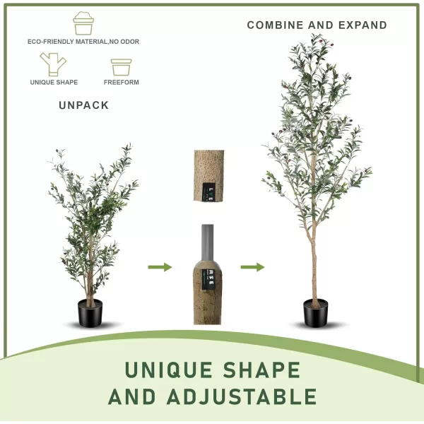 6ft Artificial Olive Tree Tall Fake Potted Olive Silk Tree with Planter Large Faux Olive Branches and Fruits Artificial Tree for Office House Living Room Home Decor7ft