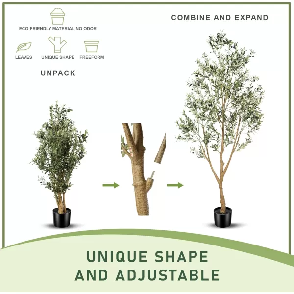 6ft Artificial Olive Tree Tall Fake Potted Olive Silk Tree with Planter Large Faux Olive Branches and Fruits Artificial Tree for Office House Living Room Home Decor8ft