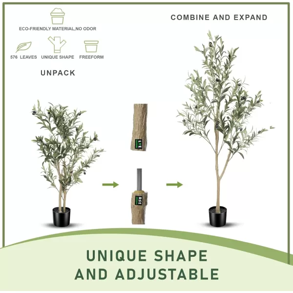 6ft Artificial Olive Tree Tall Fake Potted Olive Silk Tree with Planter Large Faux Olive Branches and Fruits Artificial Tree for Office House Living Room Home Decor4ft