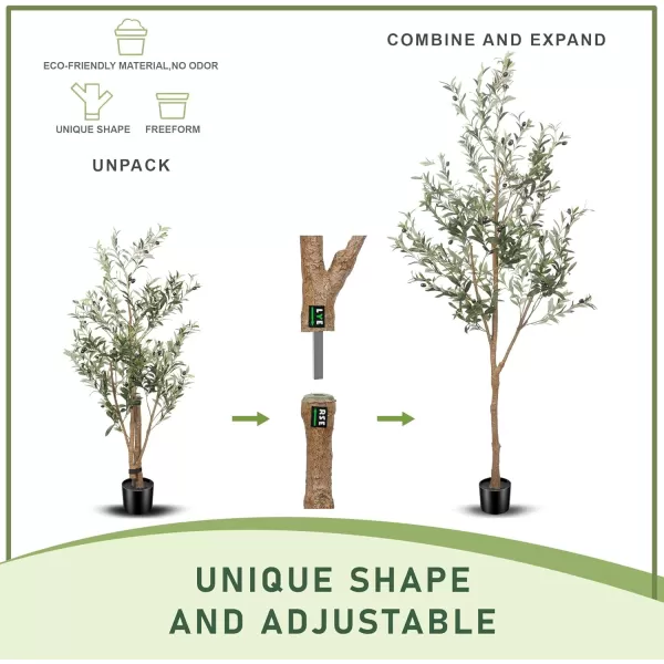 6ft Artificial Olive Tree Tall Fake Potted Olive Silk Tree with Planter Large Faux Olive Branches and Fruits Artificial Tree for Office House Living Room Home Decor6ft