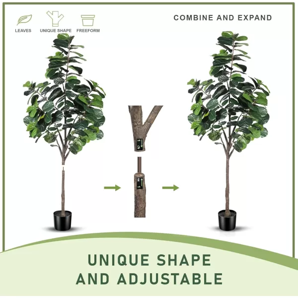 Artificial Fiddle Leaf Fig Tree  65ft Faux Ficus Lyrata Plant with 108 Fiddle Leaves Fake Fig Silk Tree in Pot Artificial Tree for Indoor Outdoor House Home Office Perfect Housewarming8ft