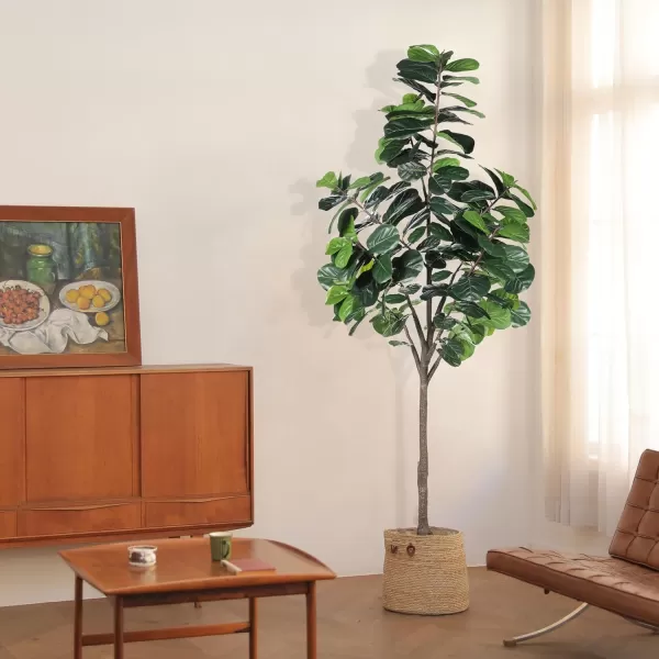 Artificial Fiddle Leaf Fig Tree  65ft Faux Ficus Lyrata Plant with 108 Fiddle Leaves Fake Fig Silk Tree in Pot Artificial Tree for Indoor Outdoor House Home Office Perfect Housewarming8ft