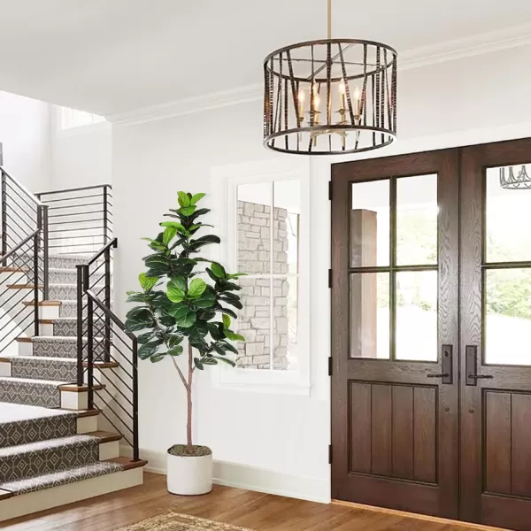 Artificial Fiddle Leaf Fig Tree  65ft Faux Ficus Lyrata Plant with 108 Fiddle Leaves Fake Fig Silk Tree in Pot Artificial Tree for Indoor Outdoor House Home Office Perfect Housewarming65ft