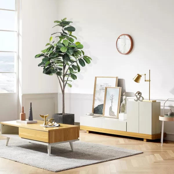 Artificial Fiddle Leaf Fig Tree  65ft Faux Ficus Lyrata Plant with 108 Fiddle Leaves Fake Fig Silk Tree in Pot Artificial Tree for Indoor Outdoor House Home Office Perfect Housewarming7ft
