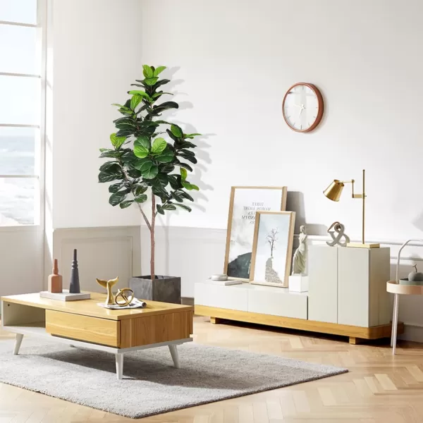 Artificial Fiddle Leaf Fig Tree  65ft Faux Ficus Lyrata Plant with 108 Fiddle Leaves Fake Fig Silk Tree in Pot Artificial Tree for Indoor Outdoor House Home Office Perfect Housewarming65ft