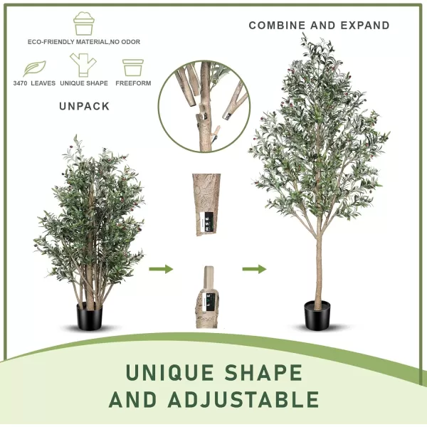 Artificial Olive Tree Tall 8 Feet Fake Potted Olive Silk Tree with Planter Large Faux House Plants Decoration for Home Office Decor