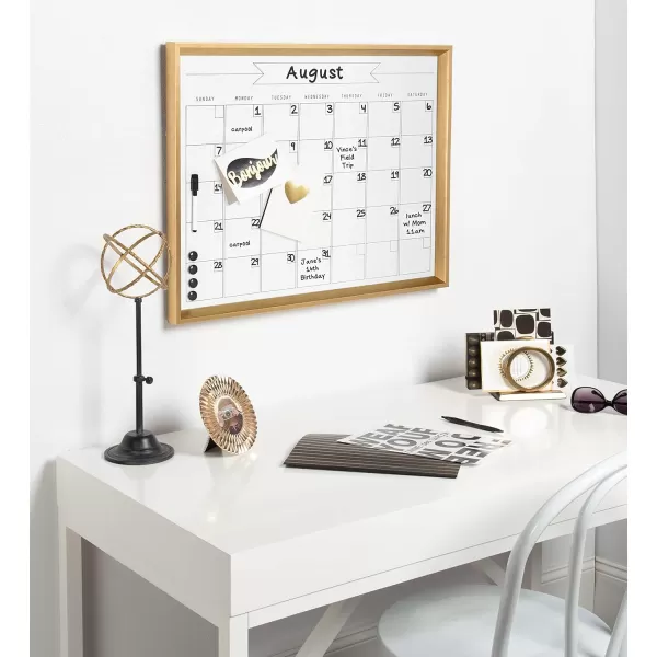 DesignOvation Calter Modern Framed Magnetic Dry Erase Monthly Calendar GoldGold