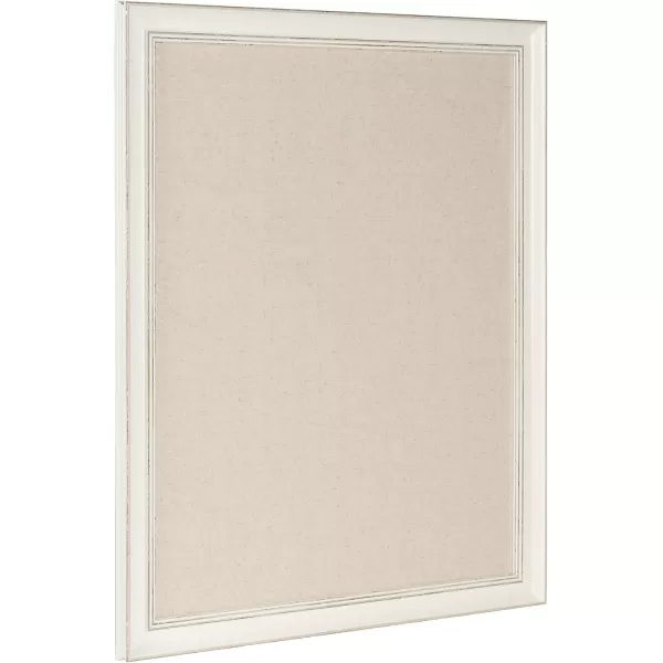 DesignOvation Macon Decorative Wall Mounted Framed PInboard with Soft White Linen Padded Fabric 23x29