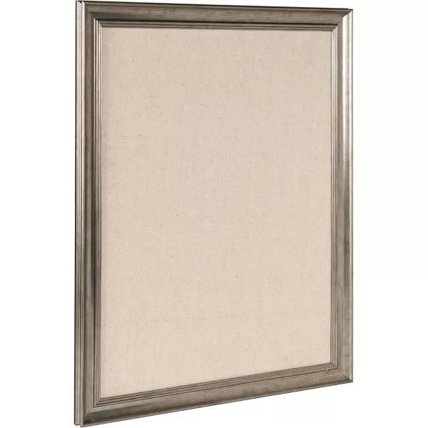 DesignOvation Macon Framed Linen Fabric Pinboard 23x29 Pewter