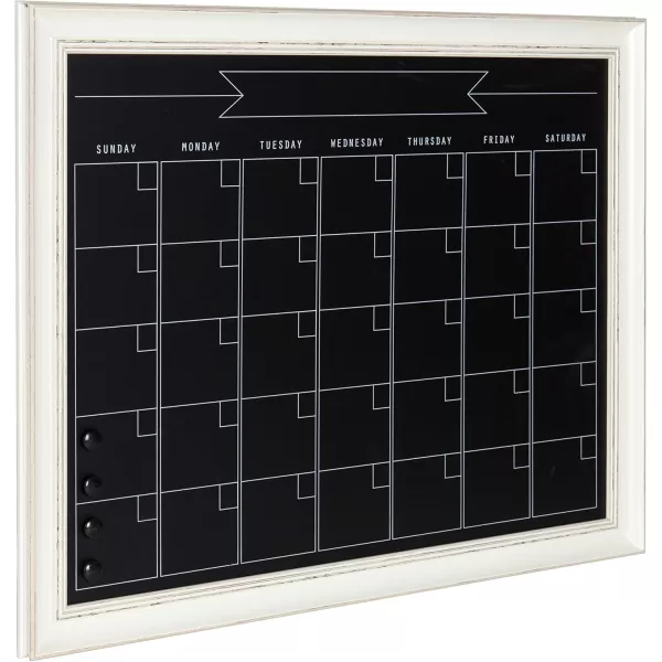 DesignOvation Macon Framed Magnetic Chalkboard Monthly Calendar 23x29 Soft White