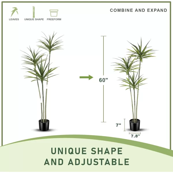 Faux Agave Plant 6ft  Faux Dracaena Tree with 5 Heads in Pot  Artificial Tree for Home Decor Indoor Office Decoration Housewarming5ft