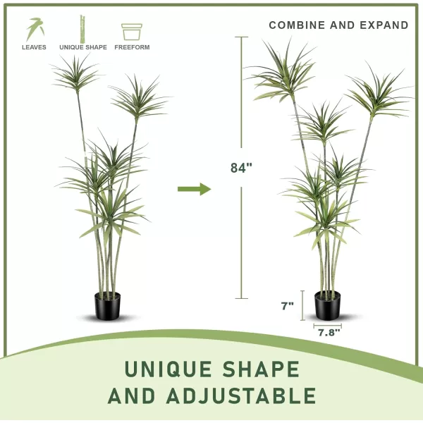 Faux Agave Plant 6ft  Faux Dracaena Tree with 5 Heads in Pot  Artificial Tree for Home Decor Indoor Office Decoration Housewarming7ft