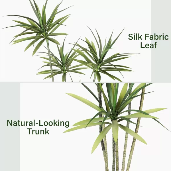 Faux Agave Plant 6ft  Faux Dracaena Tree with 5 Heads in Pot  Artificial Tree for Home Decor Indoor Office Decoration Housewarming7ft
