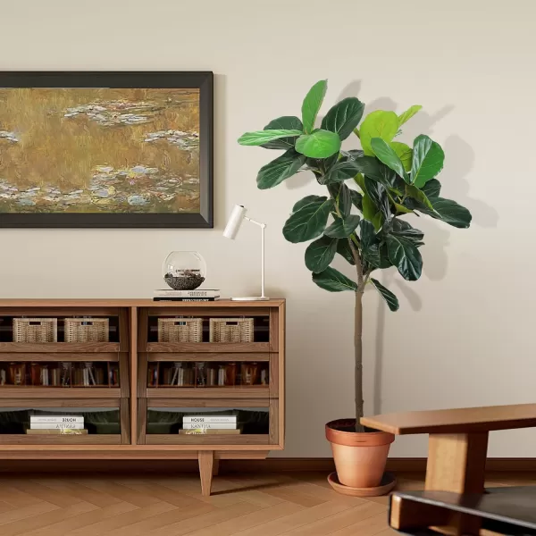 Faux Fiddle Leaf Fig Tree  6ft Artificial Ficus Lyrata Plant with Big Fiddle Leaves Fake Fig Silk Tree in Pot  Faux Plants for Indoor Outdoor House Home Office6FT