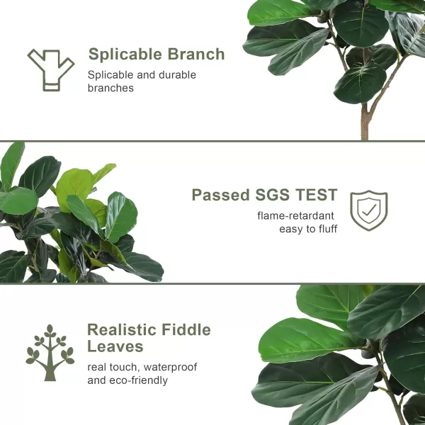 Faux Fiddle Leaf Fig Tree  6ft Artificial Ficus Lyrata Plant with Big Fiddle Leaves Fake Fig Silk Tree in Pot  Faux Plants for Indoor Outdoor House Home Office6FT