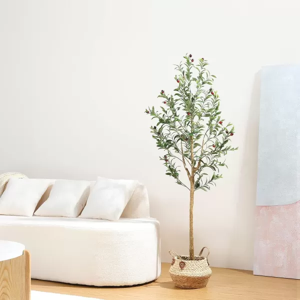 Faux Olive Tree 7ft Tall Fake Olive Trees Artificial Indoor with Planter  Large Faux Olive Branches and Fruits Fake Olive Plants for Office House Living Room Home Decor5ft