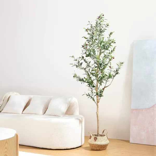 Faux Olive Tree 7ft Tall Fake Olive Trees Artificial Indoor with Planter  Large Faux Olive Branches and Fruits Fake Olive Plants for Office House Living Room Home Decor6ft