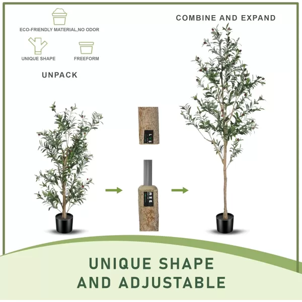 Faux Olive Tree 7ft Tall Fake Olive Trees Artificial Indoor with Planter  Large Faux Olive Branches and Fruits Fake Olive Plants for Office House Living Room Home Decor6ft