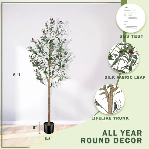 Faux Olive Tree 7ft Tall Fake Olive Trees Artificial Indoor with Planter  Large Faux Olive Branches and Fruits Fake Olive Plants for Office House Living Room Home Decor5ft