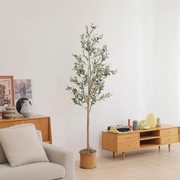 Faux Olive Tree 7ft Tall Fake Olive Trees Artificial Indoor with Planter  Large Faux Olive Branches and Fruits Fake Olive Plants for Office House Living Room Home Decor7ft