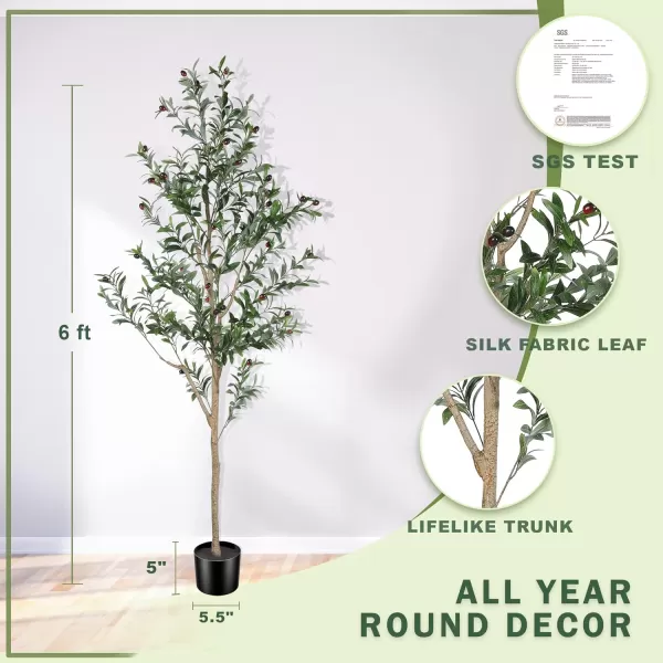 Faux Olive Tree 7ft Tall Fake Olive Trees Artificial Indoor with Planter  Large Faux Olive Branches and Fruits Fake Olive Plants for Office House Living Room Home Decor6ft