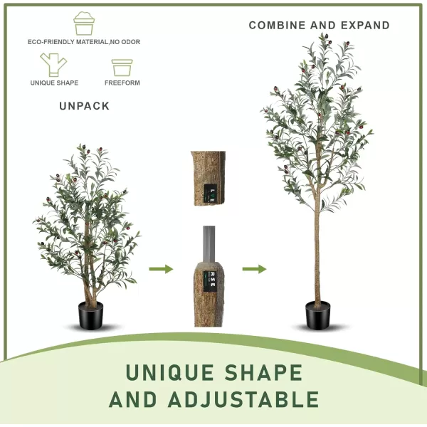 Faux Olive Tree 7ft Tall Fake Olive Trees Artificial Indoor with Planter  Large Faux Olive Branches and Fruits Fake Olive Plants for Office House Living Room Home Decor5ft