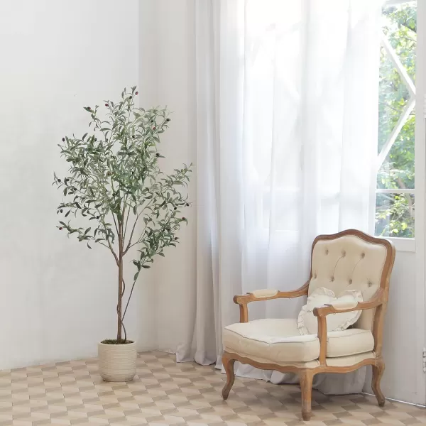 Faux Olive Tree 8ft Tall Fake Olive Tree for Modern Home Office Decor Artificial Olive Tree Plants Indoor with Natural Wood Trunk and Lifelike Fruits6ft