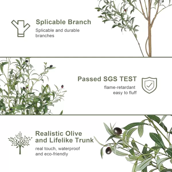 Faux Olive Tree 8ft Tall Fake Olive Tree for Modern Home Office Decor Artificial Olive Tree Plants Indoor with Natural Wood Trunk and Lifelike Fruits6ft