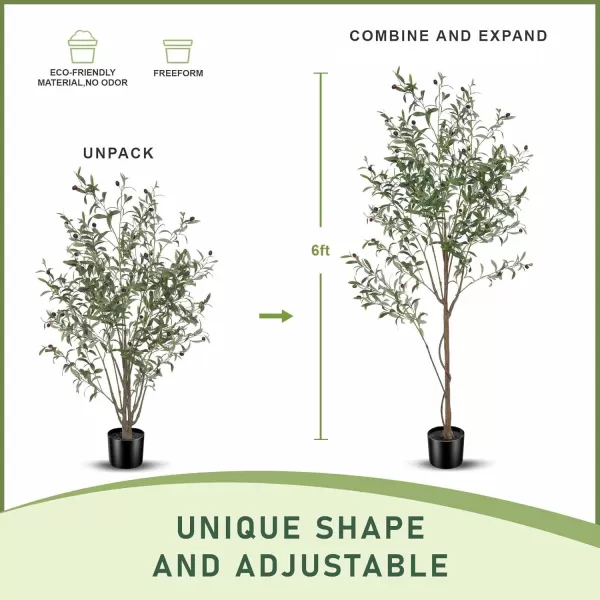 Faux Olive Tree 8ft Tall Fake Olive Tree for Modern Home Office Decor Artificial Olive Tree Plants Indoor with Natural Wood Trunk and Lifelike Fruits6ft