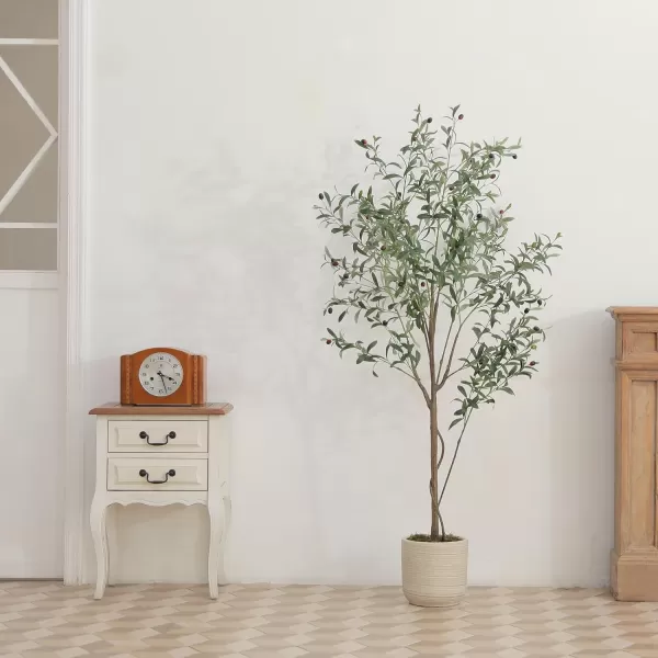 Faux Olive Tree 8ft Tall Fake Olive Tree for Modern Home Office Decor Artificial Olive Tree Plants Indoor with Natural Wood Trunk and Lifelike Fruits6ft